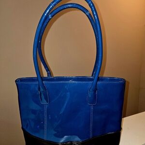 Blue and Black Women's Tote Bag